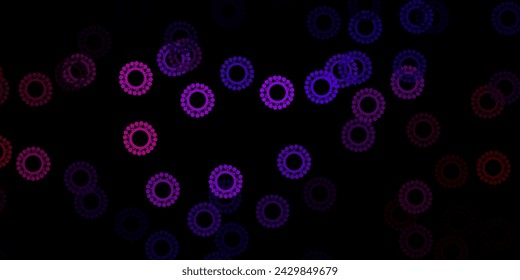 Dark blue, red vector template with flu signs. Simple design in abstract style with infection forms. Design for biohazard warning.