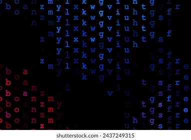 Dark blue, red vector template with isolated letters. Abstract illustration with colored latin alphabet. Template can be used as a background for ads of typography.