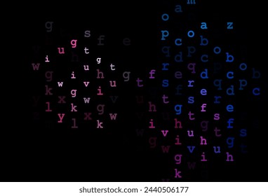 Dark blue, red vector template with isolated letters. Colored alphabet signs with gradient on white background. Smart design for your business advert of university.