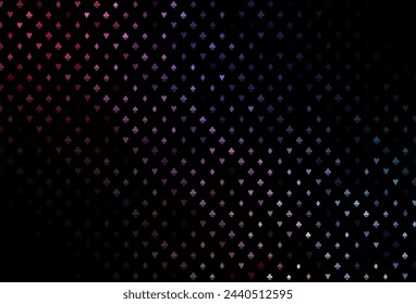 Dark blue, red vector template with poker symbols. Colorful gradient with signs of hearts, spades, clubs, diamonds. Smart design for your business advert of casinos.