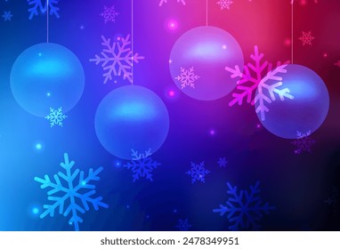 Dark Blue, Red vector template in carnival style. Illustration with colorful snowflakes and Christmas balls. Smart design for promotion of university.