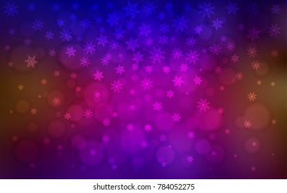 Dark Blue, Red vector template with ice snowflakes. Glitter abstract illustration with crystals of ice. New year design for your ad, poster, banner.