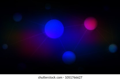 Dark Blue, Red vector texture with disks, lines. Decorative design in abstract style with triangle structure. Pattern can be used for futuristic ad, booklets.