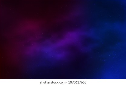 Dark Blue, Red vector texture with milky way stars. Glitter abstract illustration with colorful cosmic stars. Template for cosmic backgrounds.