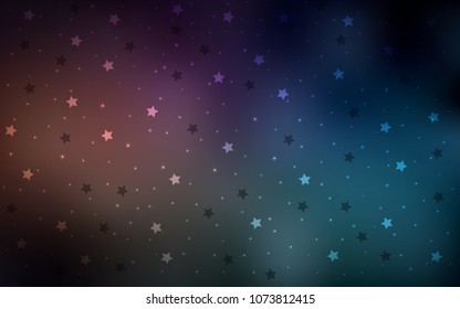 Dark Blue, Red vector texture with beautiful stars. Stars on blurred abstract background with gradient. The pattern can be used for wrapping gifts.