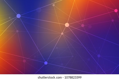 Dark Blue, Red vector texture with disks, lines. Illustration with set of colorful abstract circles and lines. Completely new template for your brand book.