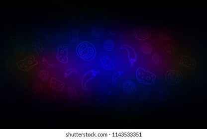 Dark Blue, Red vector texture with delicious snacks. Beautiful colored illustration with food in doodle style. Pattern for ad, booklets, leaflets of restaurants.