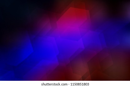 Dark Blue, Red vector texture with colorful hexagons. Illustration with set of colorful hexagons. Pattern can for your ad, booklets.