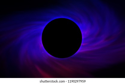 Dark Blue, Red vector texture with a black hole, galaxy. Illustration with colorful milky way stars and a black hole. Backdrop for ads, leaflets of Black Friday.