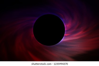 Dark Blue, Red vector texture with a black hole, galaxy. Decorative design in space style with a black hole. Pattern for posters, banners of sales.