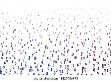 Dark Blue, Red vector texture with financial symbols. Colored symbols of all currency on white background. The pattern can be used for ad, booklets, leaflets of banks.