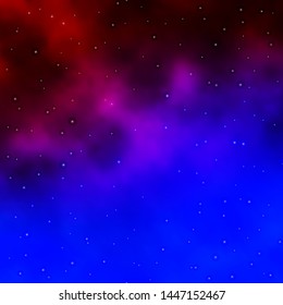 Dark Blue, Red vector texture with beautiful stars. Colorful illustration with abstract gradient stars. Best design for your ad, poster, banner.