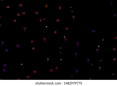 Dark Blue, Red vector texture with mathematic symbols. Colored mathematic signs with gradient on white background. Pattern for school, grammar websites.
