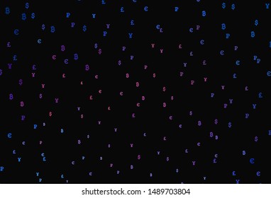 Dark Blue, Red vector texture with colored currency signs. Shining colored illustration with currency signs. Design for business advert of economic, wealth.