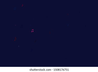 Dark Blue, Red vector texture with musical notes. Decorative design in abstract style with music shapes. Pattern for websites of musitians.