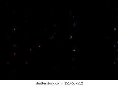 Dark Blue, Red vector texture with musical notes. Shining illustration of colorful gradient music notes. Pattern for school ad, booklets.