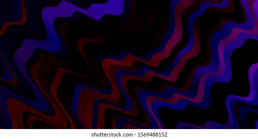 Dark Blue, Red vector texture with wry lines. Colorful geometric sample with gradient curves.  Smart design for your promotions.