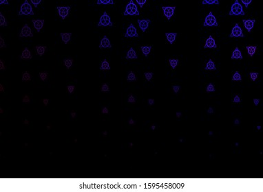 Dark Blue, Red vector texture with religion symbols. Retro design in abstract style with witchcraft forms. Background for esoteric, mystic designs.