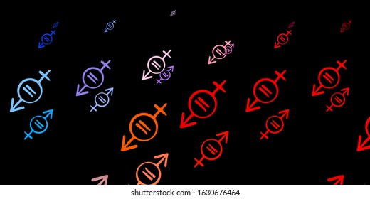 Dark Blue, Red vector texture with women's rights symbols. Simple design in abstract style with women’s rights activism. Simple design for your web site.