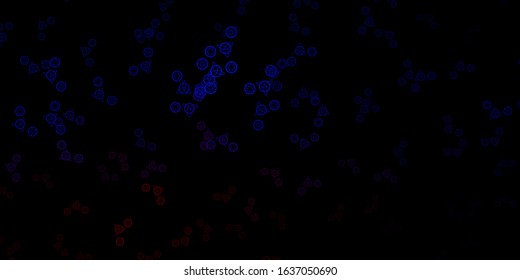 Dark Blue, Red vector texture with religion symbols. Illustration with magical signs of spiritual power. Simple design for occult depiction.