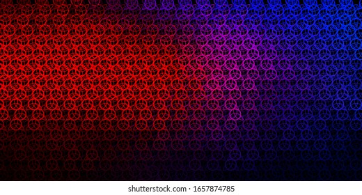 Dark Blue, Red vector texture with religion symbols. Colorful vintage illustration with gradient alchemy shapes. Simple base for your occult design.