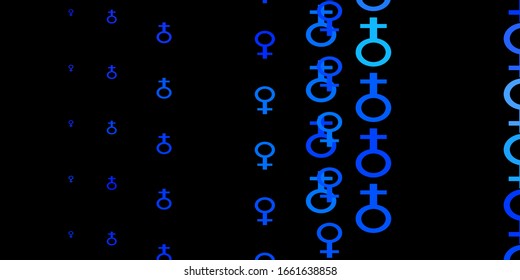 Dark Blue, Red vector texture with women's rights symbols. Colorful illustration with gradient feminism shapes. Simple design for your web site.