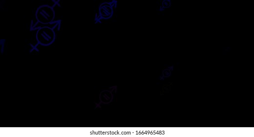 Dark Blue, Red vector texture with women's rights symbols. Colorful feminism symbols with a gradient in modern style. Background for International Women’s Day.