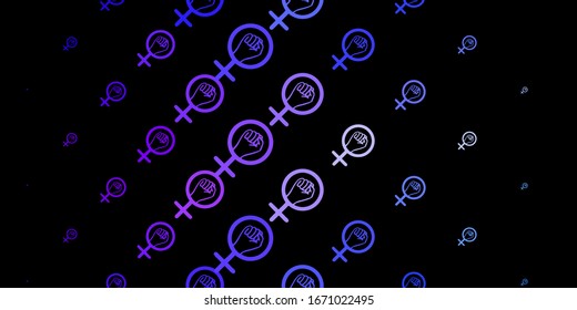 Dark Blue, Red vector texture with women's rights symbols. Colorful illustration with gradient feminism shapes. Simple design for your web site.