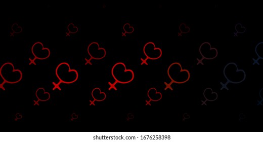 Dark Blue, Red vector texture with women's rights symbols. Abstract illustration with a depiction of women's power. Simple design for your web site.