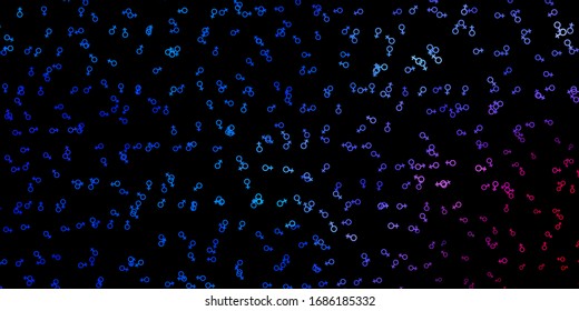 Dark Blue, Red vector texture with religion symbols. Colorful vintage illustration with gradient alchemy shapes. Simple base for your occult design.