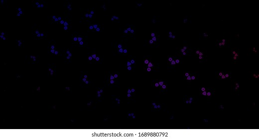 Dark Blue, Red vector texture with religion symbols. Retro design in abstract style with witchcraft forms. Simple design for occult depiction.