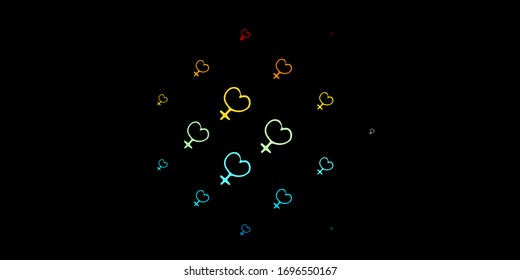 Dark Blue, Red vector texture with women's rights symbols. Colorful feminism symbols with a gradient in modern style. Elegant design for wallpapers.