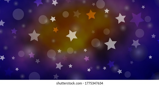 Dark Blue, Red vector texture with circles, stars. Illustration with set of colorful abstract spheres, stars. Template for business cards, websites.