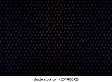 Dark blue, red vector texture with playing cards. Illustration with set of hearts, spades, clubs, diamonds. Pattern for leaflets of poker games, events.