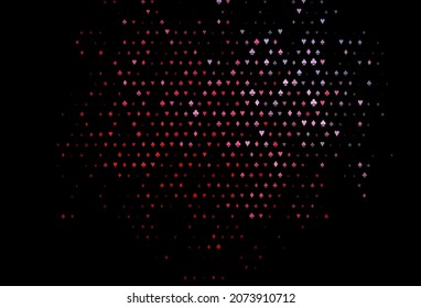 Dark blue, red vector texture with playing cards. Colorful gradient with signs of hearts, spades, clubs, diamonds. Pattern for leaflets of poker games, events.
