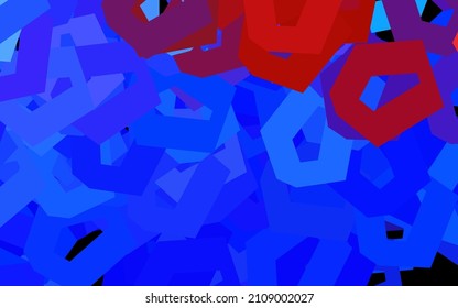 Dark Blue, Red vector texture with colorful hexagons. Glitter abstract illustration in hexagonal style. Pattern for texture of wallpapers.