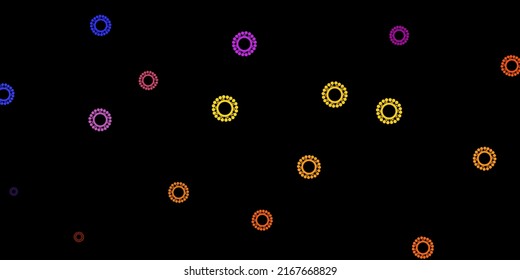 Dark blue, red vector texture with disease symbols. Smart illustration with covid signs in decorative style. Simple drawing against danger fever.