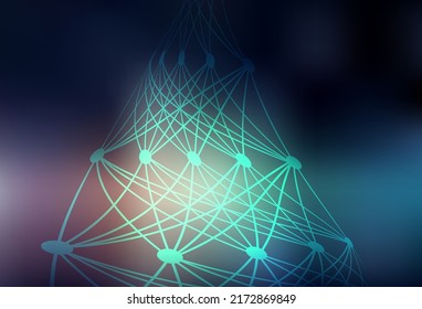 Dark Blue, Red vector texture with artificial intelligence concept. Colored AI structure with gradient lines and dots. Template for ads of intellect, innovations.