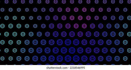 Dark Blue, Red vector texture with religion symbols. Colorful vintage illustration with gradient alchemy shapes. Simple base for your occult design.