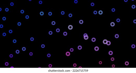 Dark blue, red vector texture with disease symbols. Colorful abstract illustration with gradient medical shapes. Simple drawing against danger fever.