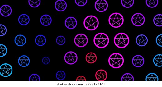 Dark Blue, Red vector texture with religion symbols. Retro design in abstract style with witchcraft forms. Background for esoteric, mystic designs.