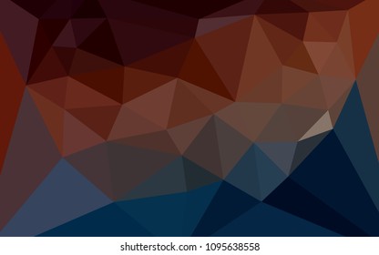 Dark Blue, Red vector triangle mosaic cover with a heart in a centre. Modern abstract illustration with triangles. Brand new design for your business.