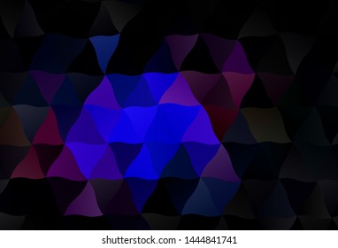 Dark Blue, Red vector triangle mosaic background. Shining polygonal illustration, which consist of triangles. Textured pattern for your backgrounds.