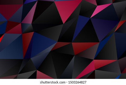 Dark Blue, Red vector triangle mosaic texture. Triangular geometric sample with gradient.  The best triangular design for your business.