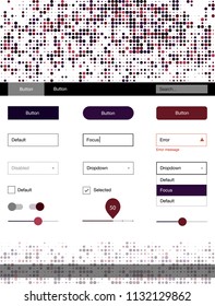 Dark Blue, Red vector ui ux kit with circles. Colorful ui/ux kit with header consisted of spheres. This template you can use for landing pages.