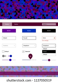 Dark Blue, Red vector ui kit with dots. Beautiful ui ux kit with colorful dots in its header. This template you can use for websites.