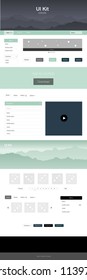 Dark Blue, Red vector ui ux kit with hills and rocks. Web ui kit with abstract gradient hills in its header. Modern template for your landing page.