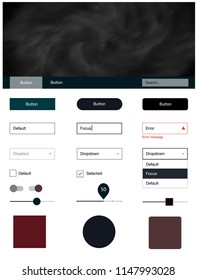 Dark Blue, Red vector ui ux kit with space stars. Web ui kit with abstract gradient clouds in its header. This template you can use for websites.