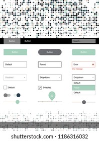 Dark Blue, Red vector ui kit with dots. Beautiful ui ux kit with colorful dots in its header. Simple colorful design for websites.