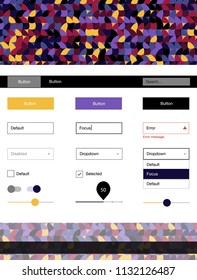 Dark Blue, Red vector wireframe kit with dots. Web ui kit with abstract gradient circles in its header. Beautiful layout for websites, landing pages.